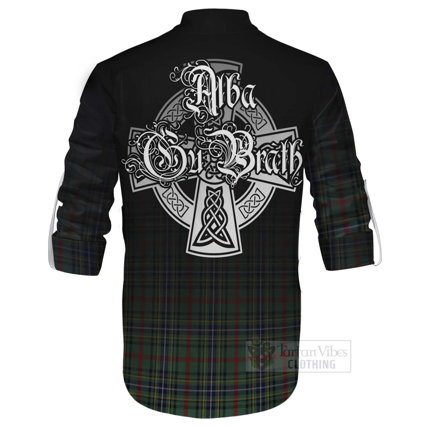 Bisset Tartan Ghillie Kilt Shirt Featuring Alba Gu Brath Family Crest Celtic Inspired