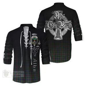 Bisset Tartan Ghillie Kilt Shirt Featuring Alba Gu Brath Family Crest Celtic Inspired