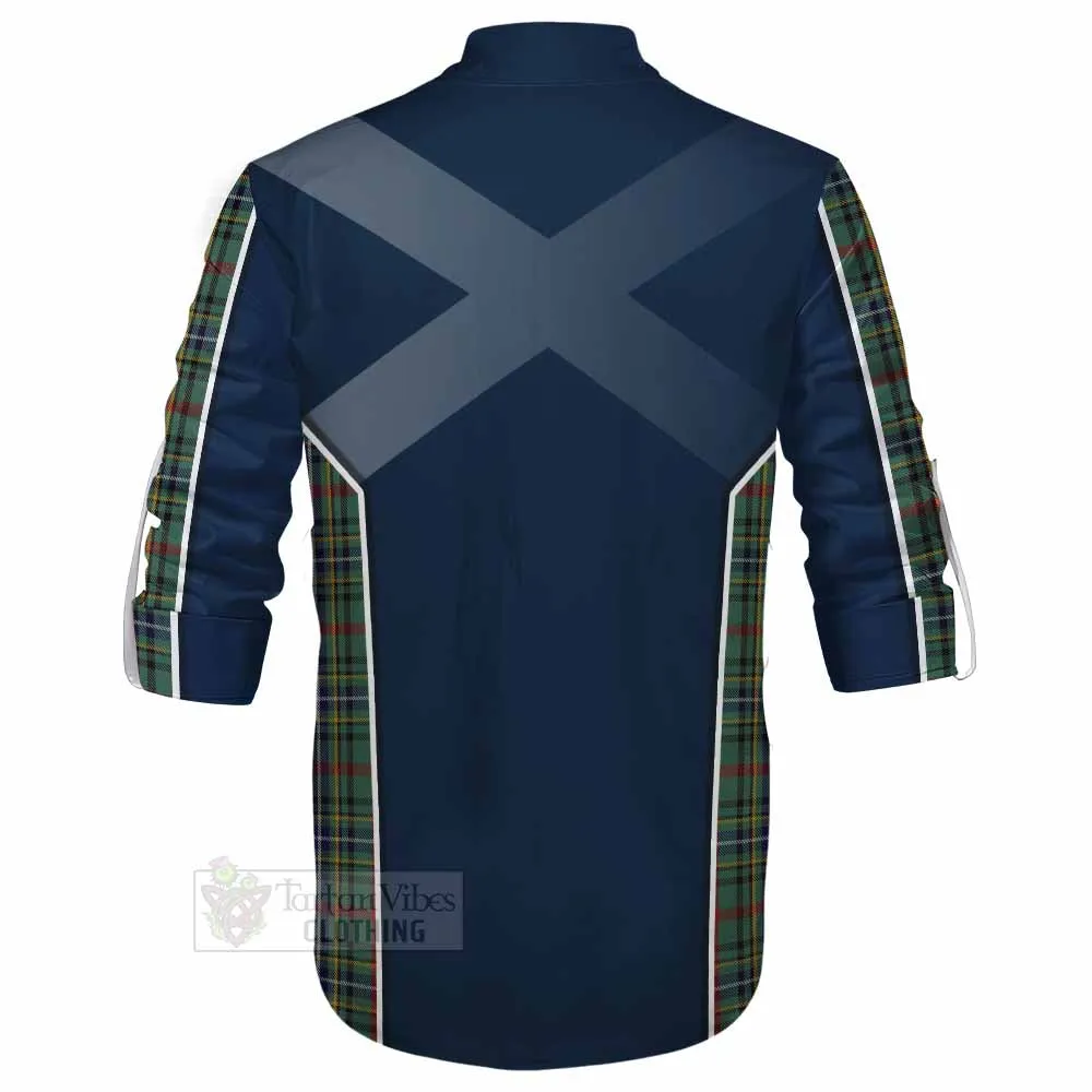 Bisset Tartan Ghillie Kilt Shirt with Family Crest and Lion Rampant Vibes Sport Style