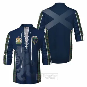 Bisset Tartan Ghillie Kilt Shirt with Family Crest and Lion Rampant Vibes Sport Style