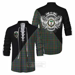 Bisset Tartan Ghillie Kilt Shirt with Family Crest and Military Logo Style