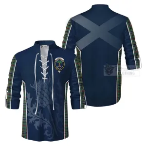 Bisset Tartan Ghillie Kilt Shirt with Family Crest and Scottish Thistle Vibes Sport Style
