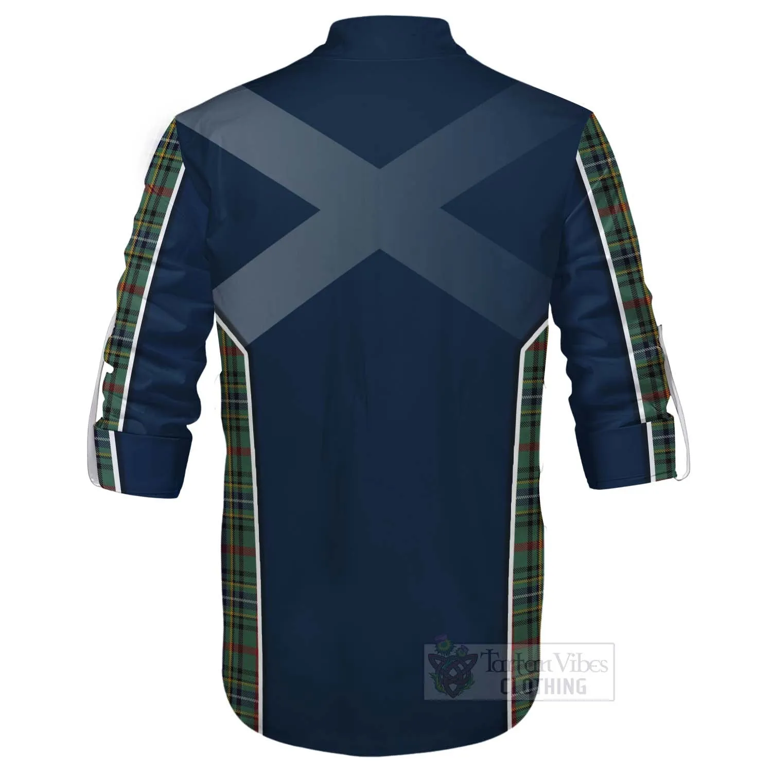 Bisset Tartan Ghillie Kilt Shirt with Family Crest and Scottish Thistle Vibes Sport Style