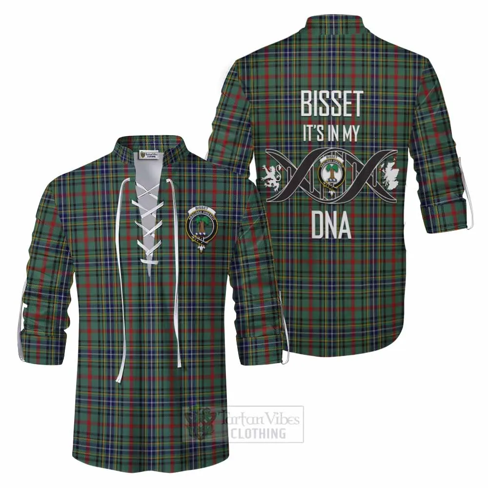 Bisset Tartan Ghillie Kilt Shirt with Family Crest DNA In Me Style