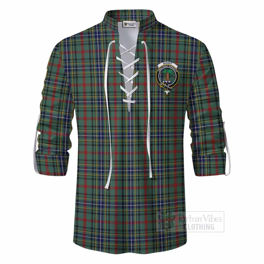 Bisset Tartan Ghillie Kilt Shirt with Family Crest DNA In Me Style