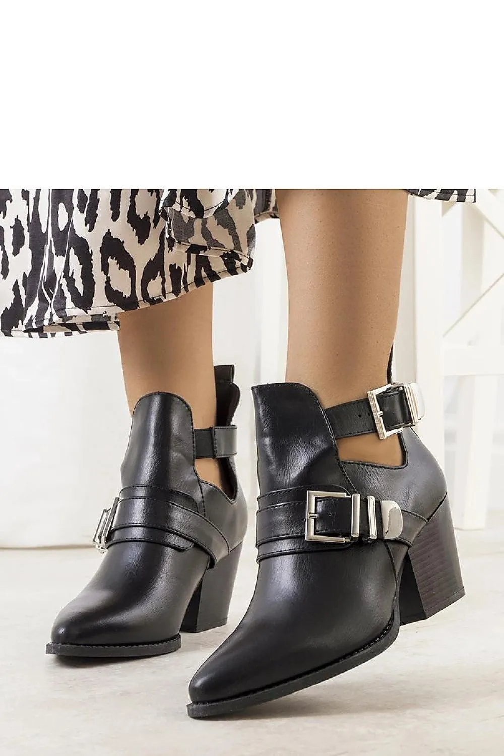 Black ecological leather ankle boots