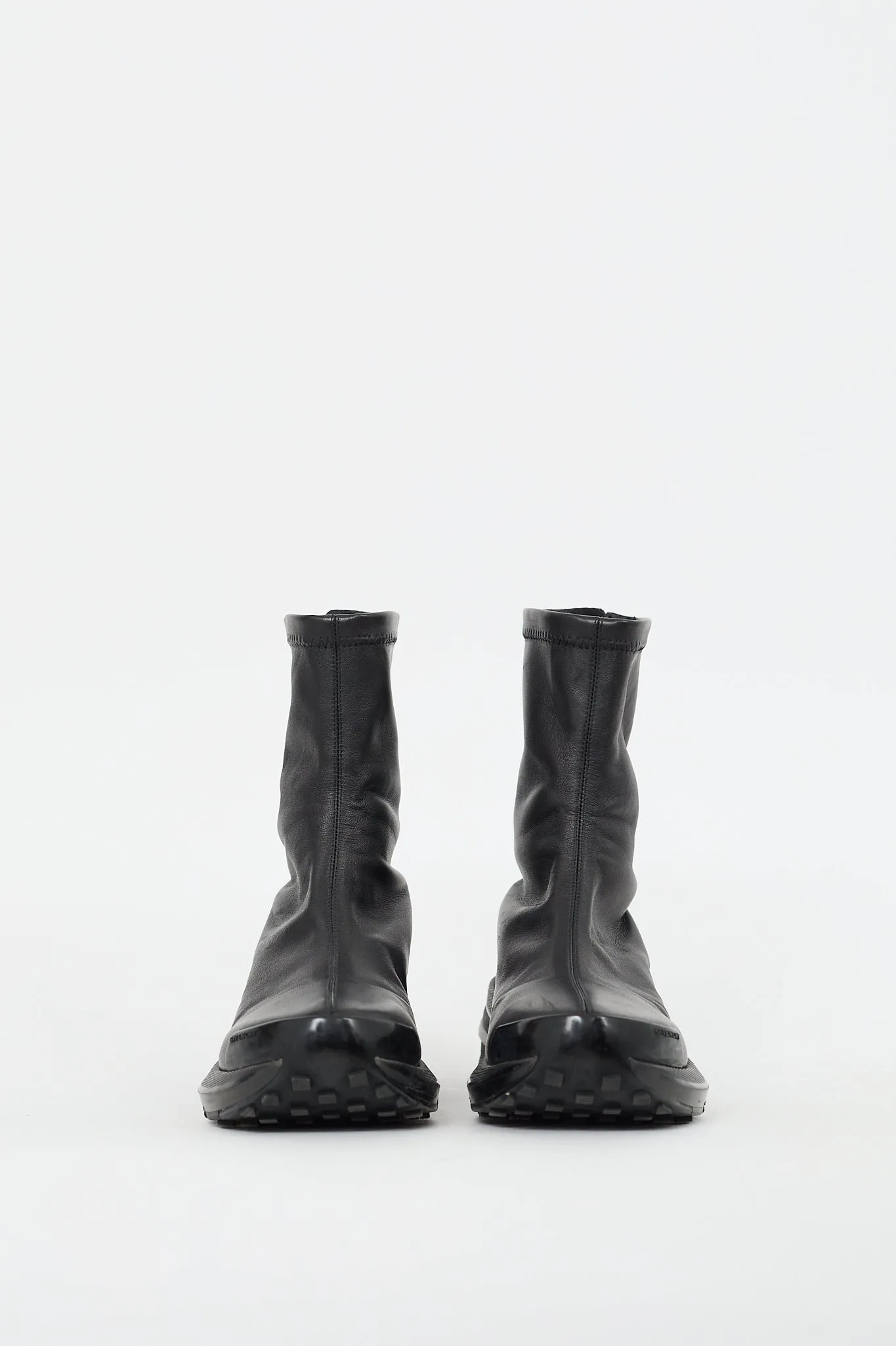 Black Stretch Leather Sock Sneaker