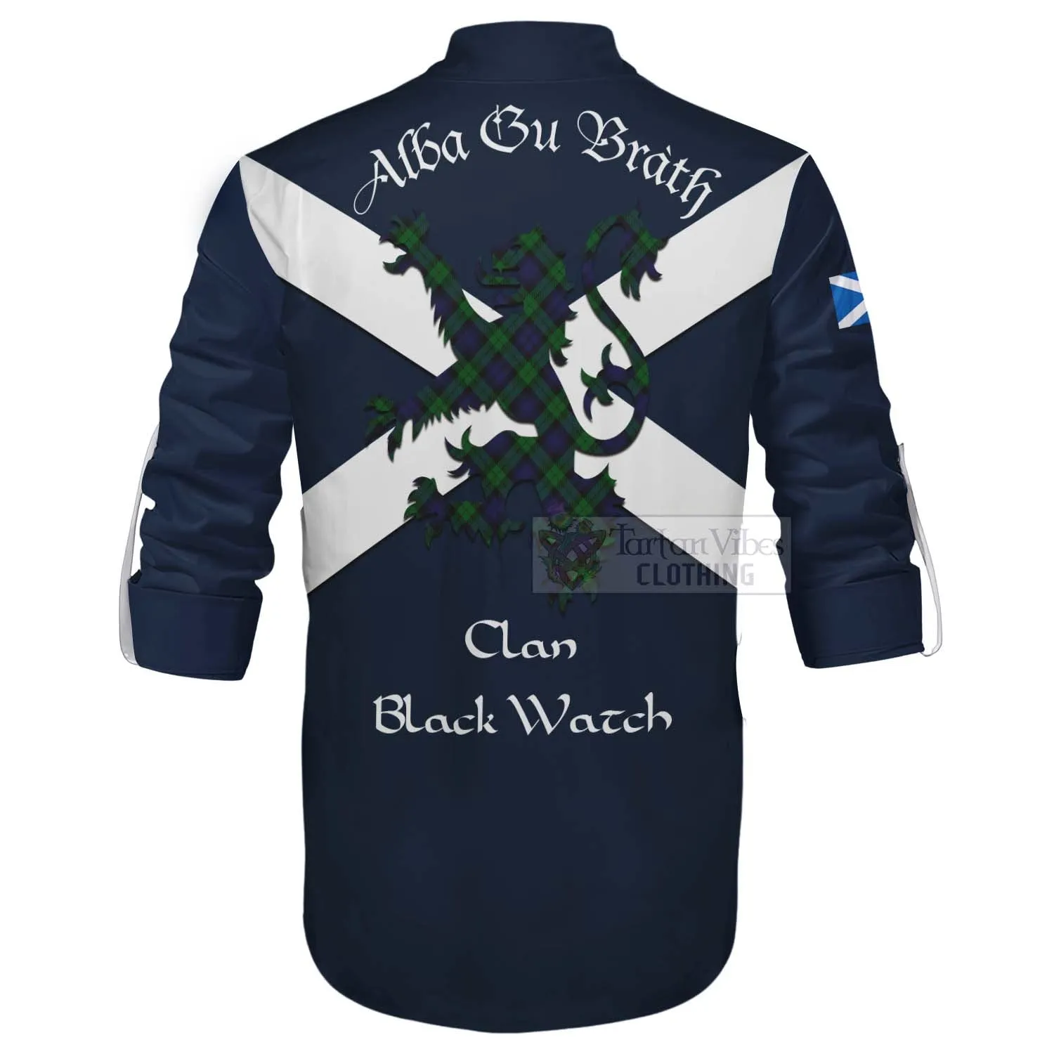 Black Watch Tartan Lion Rampant Ghillie Kilt Shirt Proudly Display Your Heritage with Alba Gu Brath and Clan Name