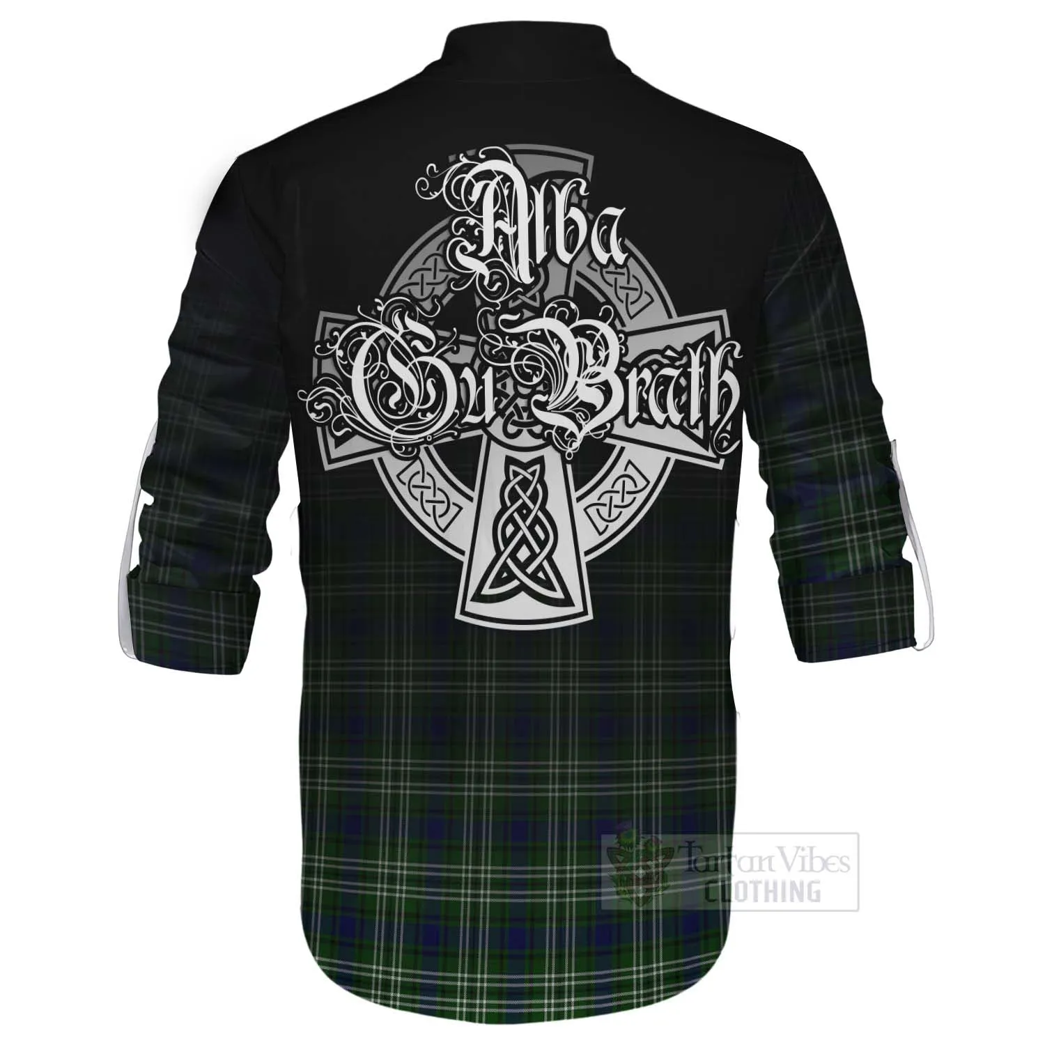 Blackadder Tartan Ghillie Kilt Shirt Featuring Alba Gu Brath Family Crest Celtic Inspired