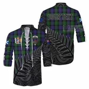 Blair Crest Tartan Ghillie Kilt Shirt with New Zealand Silver Fern Half Style