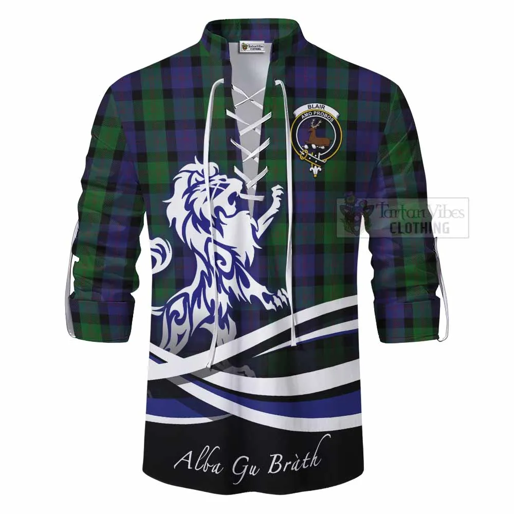 Blair Tartan Ghillie Kilt Shirt with Alba Gu Brath Regal Lion Emblem