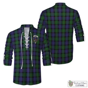 Blair Tartan Men's Scottish Traditional Jacobite Ghillie Kilt Shirt with Family Crest