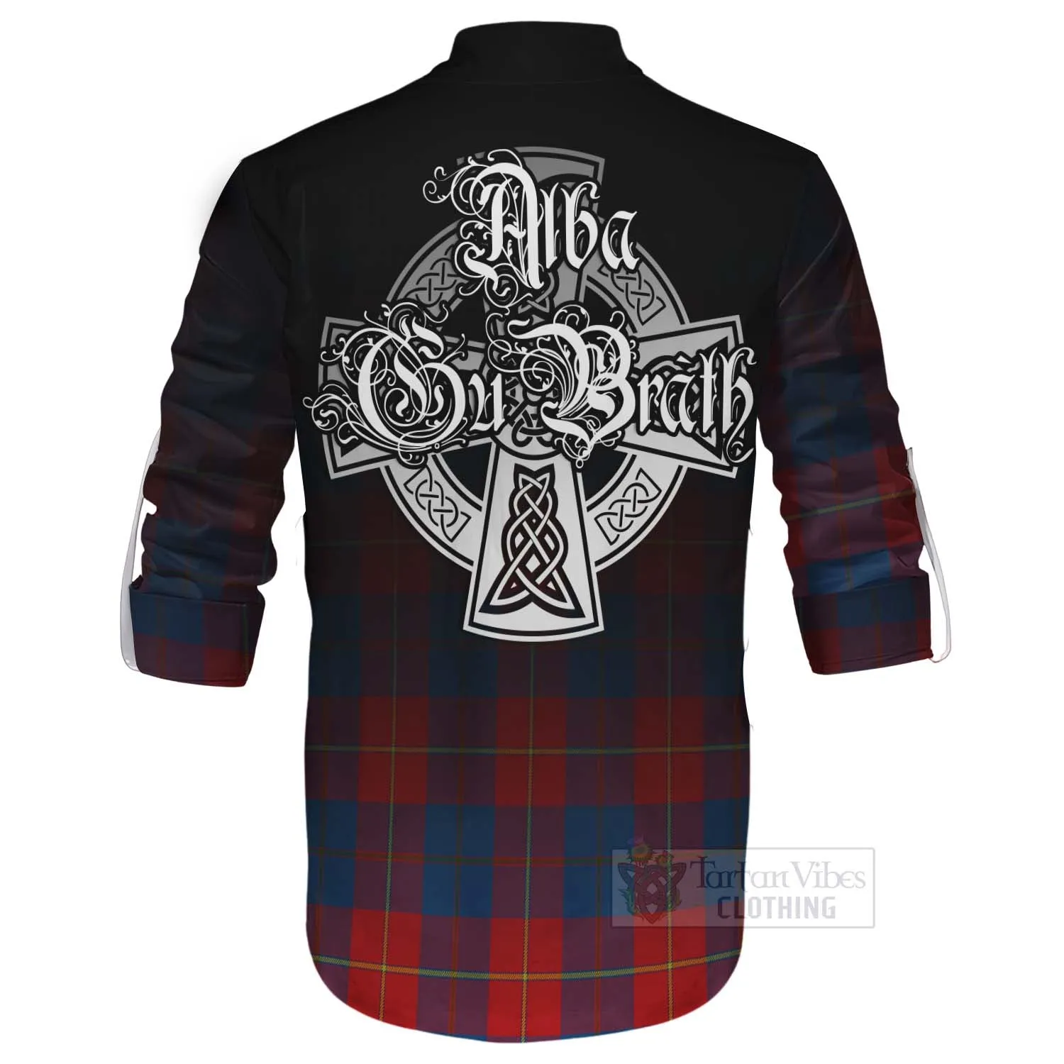 Blane Tartan Ghillie Kilt Shirt Featuring Alba Gu Brath Family Crest Celtic Inspired