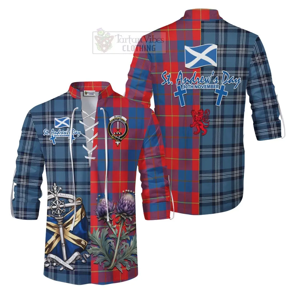 Blane Tartan Ghillie Kilt Shirt Happy St. Andrew's Day Half Tartan Style