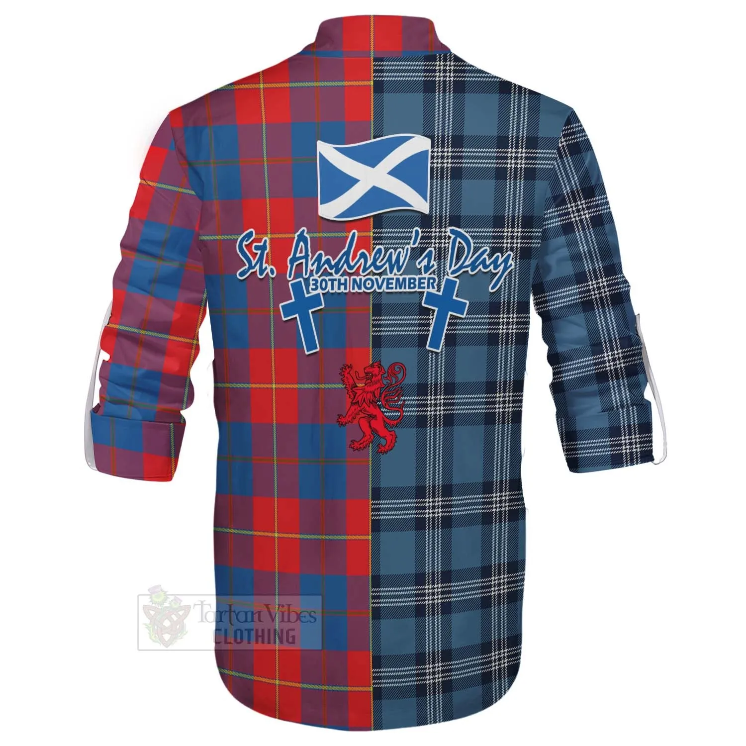 Blane Tartan Ghillie Kilt Shirt Happy St. Andrew's Day Half Tartan Style