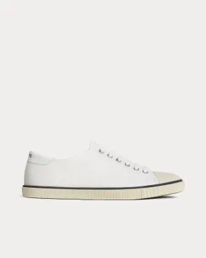 Blank Toe Cap Canvas & Calfskin Off White Low Top Sneakers