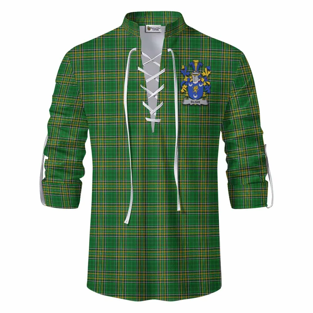 Bligh Irish Clan Tartan Ghillie Kilt Shirt with Coat of Arms