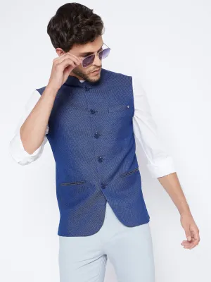 Blue Printed Waistcoat