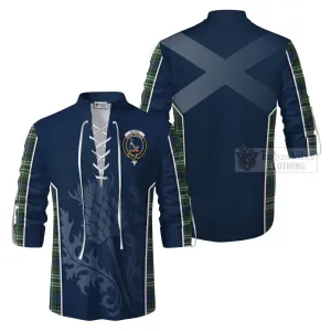 Blyth Tartan Ghillie Kilt Shirt with Family Crest and Scottish Thistle Vibes Sport Style