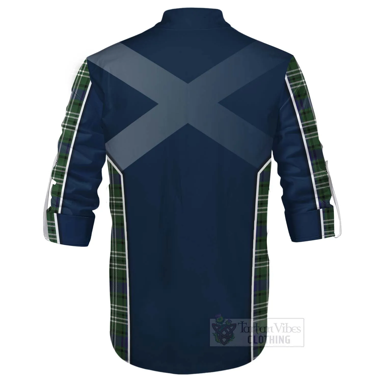 Blyth Tartan Ghillie Kilt Shirt with Family Crest and Scottish Thistle Vibes Sport Style