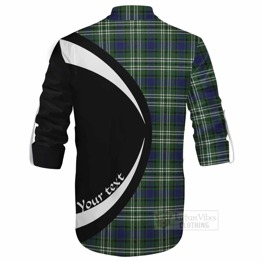 Blyth Tartan Ghillie Kilt Shirt with Family Crest Circle Style
