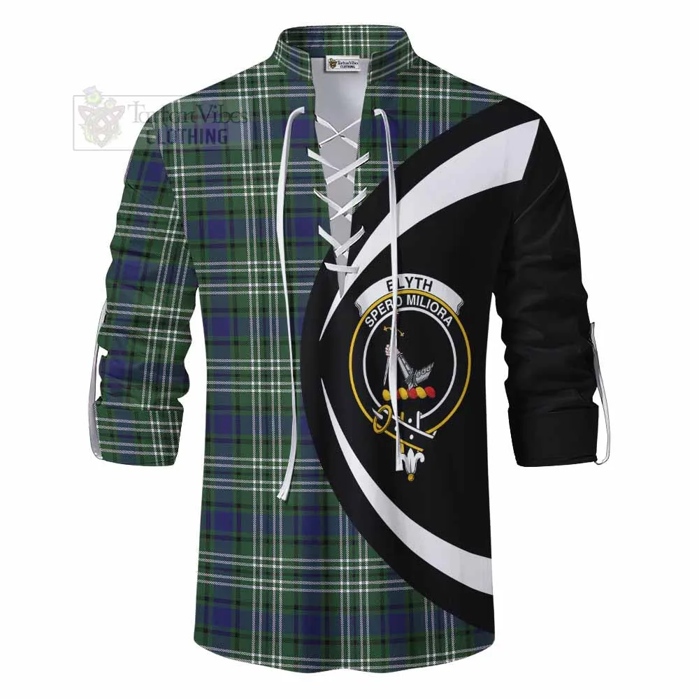 Blyth Tartan Ghillie Kilt Shirt with Family Crest Circle Style