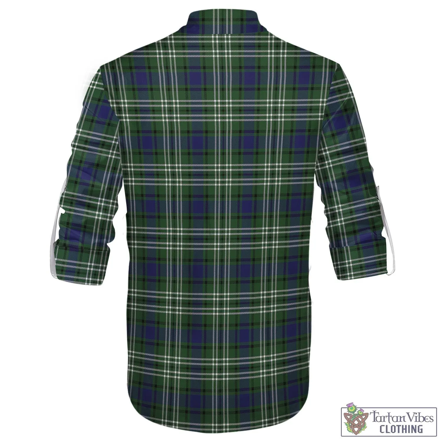 Blyth Tartan Men's Scottish Traditional Jacobite Ghillie Kilt Shirt with Family Crest