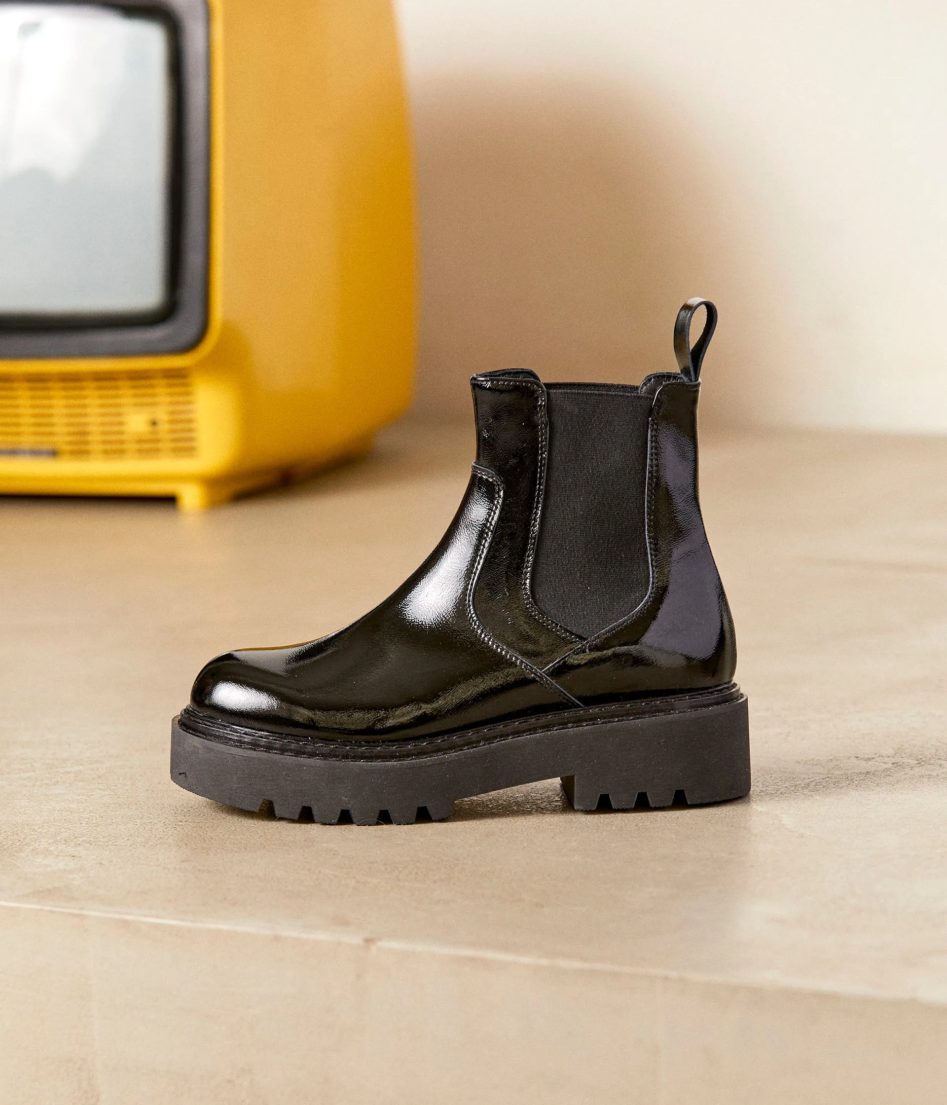 Boots noir verni Nadège