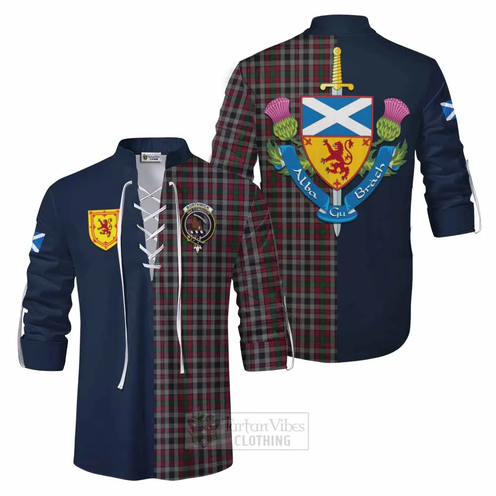 Borthwick Tartan Ghillie Kilt Shirt Alba with Scottish Lion Royal Arm Half Style
