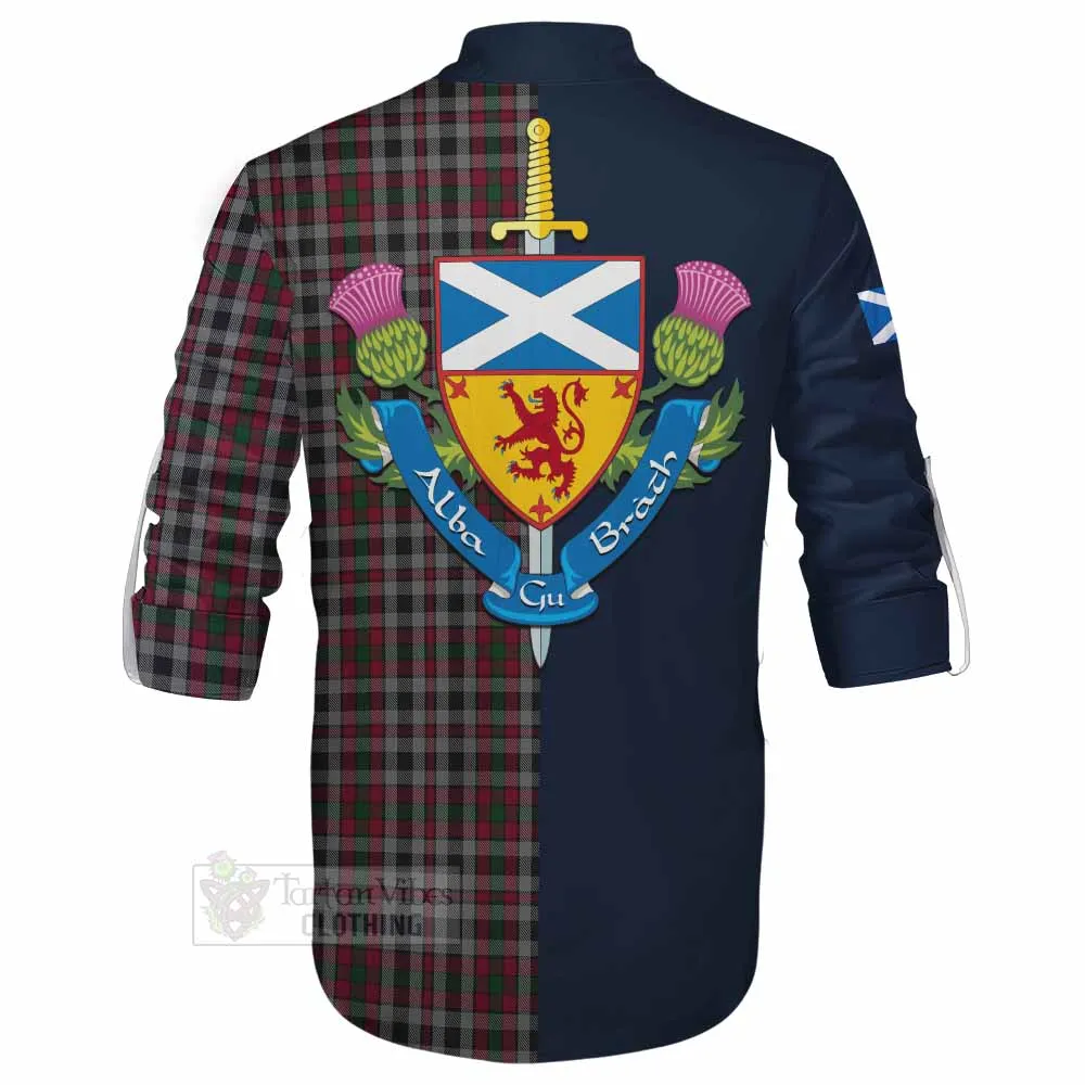 Borthwick Tartan Ghillie Kilt Shirt Alba with Scottish Lion Royal Arm Half Style