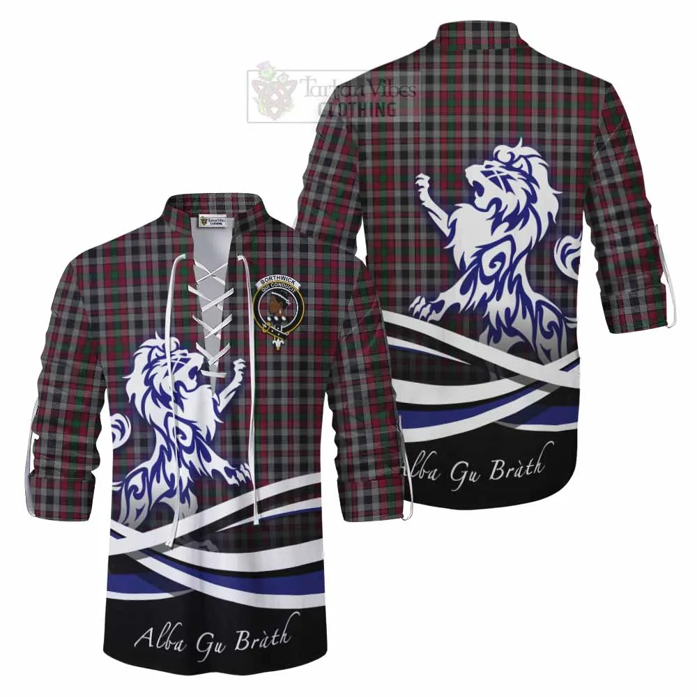 Borthwick Tartan Ghillie Kilt Shirt with Alba Gu Brath Regal Lion Emblem