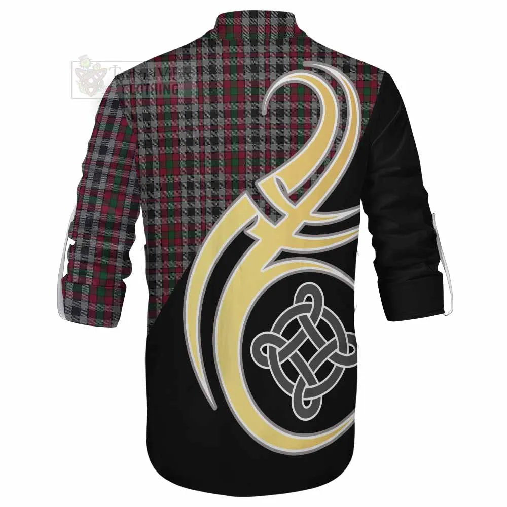 Borthwick Tartan Ghillie Kilt Shirt with Family Crest and Celtic Symbol Style