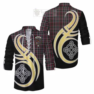 Borthwick Tartan Ghillie Kilt Shirt with Family Crest and Celtic Symbol Style
