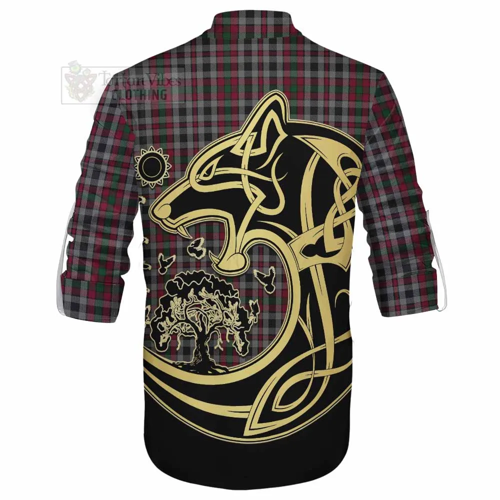 Borthwick Tartan Ghillie Kilt Shirt with Family Crest Celtic Wolf Style