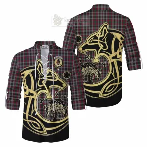 Borthwick Tartan Ghillie Kilt Shirt with Family Crest Celtic Wolf Style
