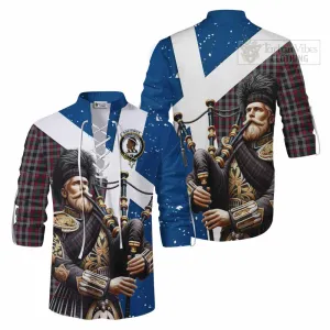 Borthwick Tartan Ghillie Kilt Shirt with Family Crest Scottish Bagpiper Vibes