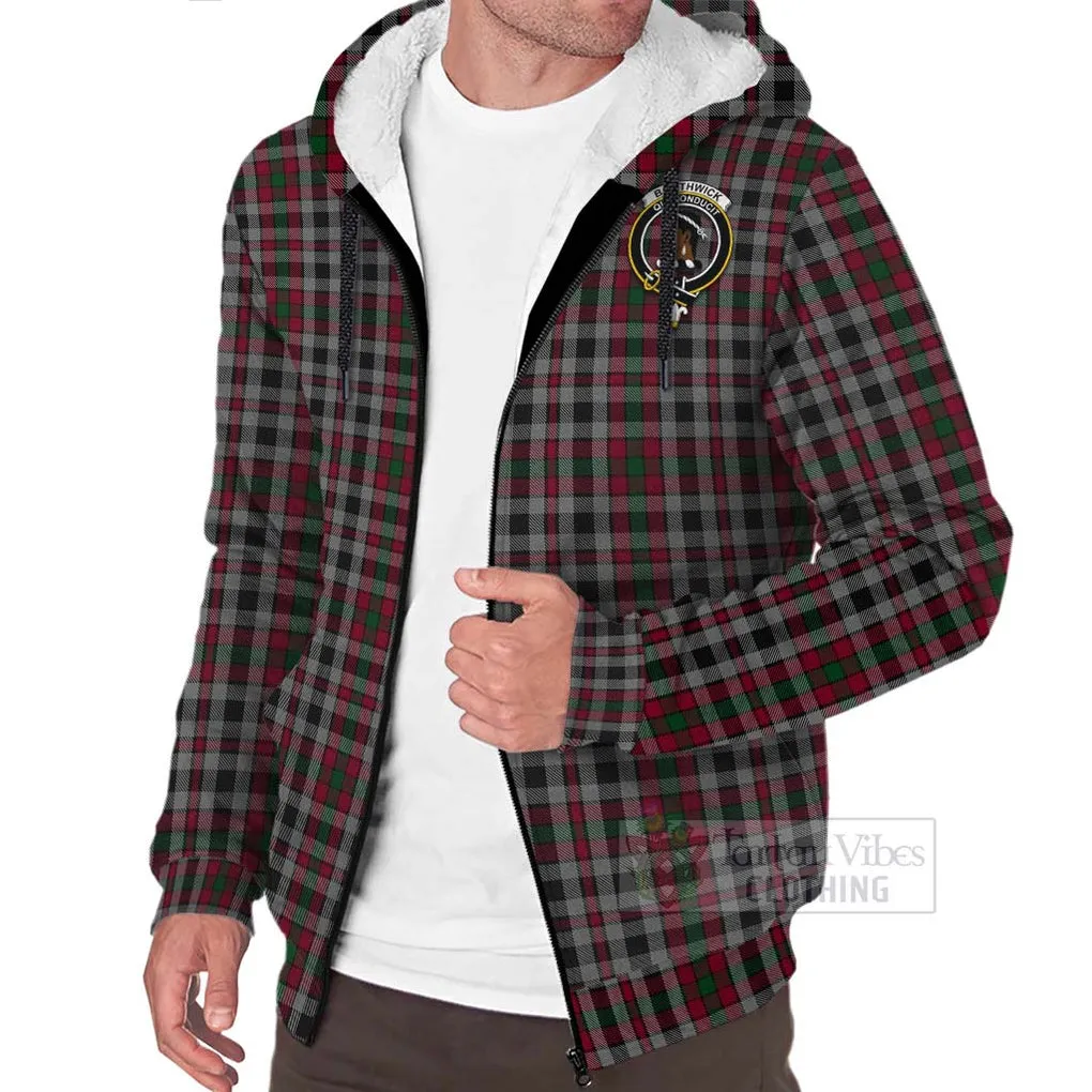 Borthwick Tartan Sherpa Hoodie with Family Crest Celtic Skull Style