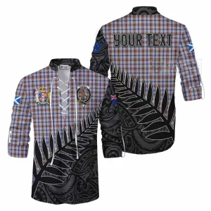 Boswell Crest Tartan Ghillie Kilt Shirt with New Zealand Silver Fern Half Style