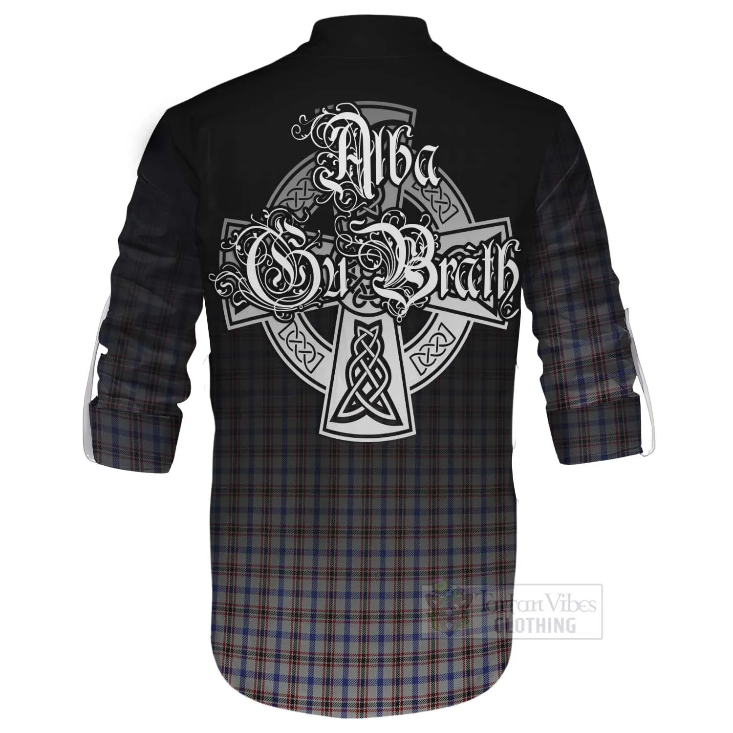 Boswell Tartan Ghillie Kilt Shirt Featuring Alba Gu Brath Family Crest Celtic Inspired