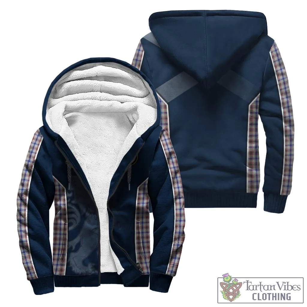 Boswell Tartan Sherpa Hoodie with Family Crest and Lion Rampant Vibes Sport Style
