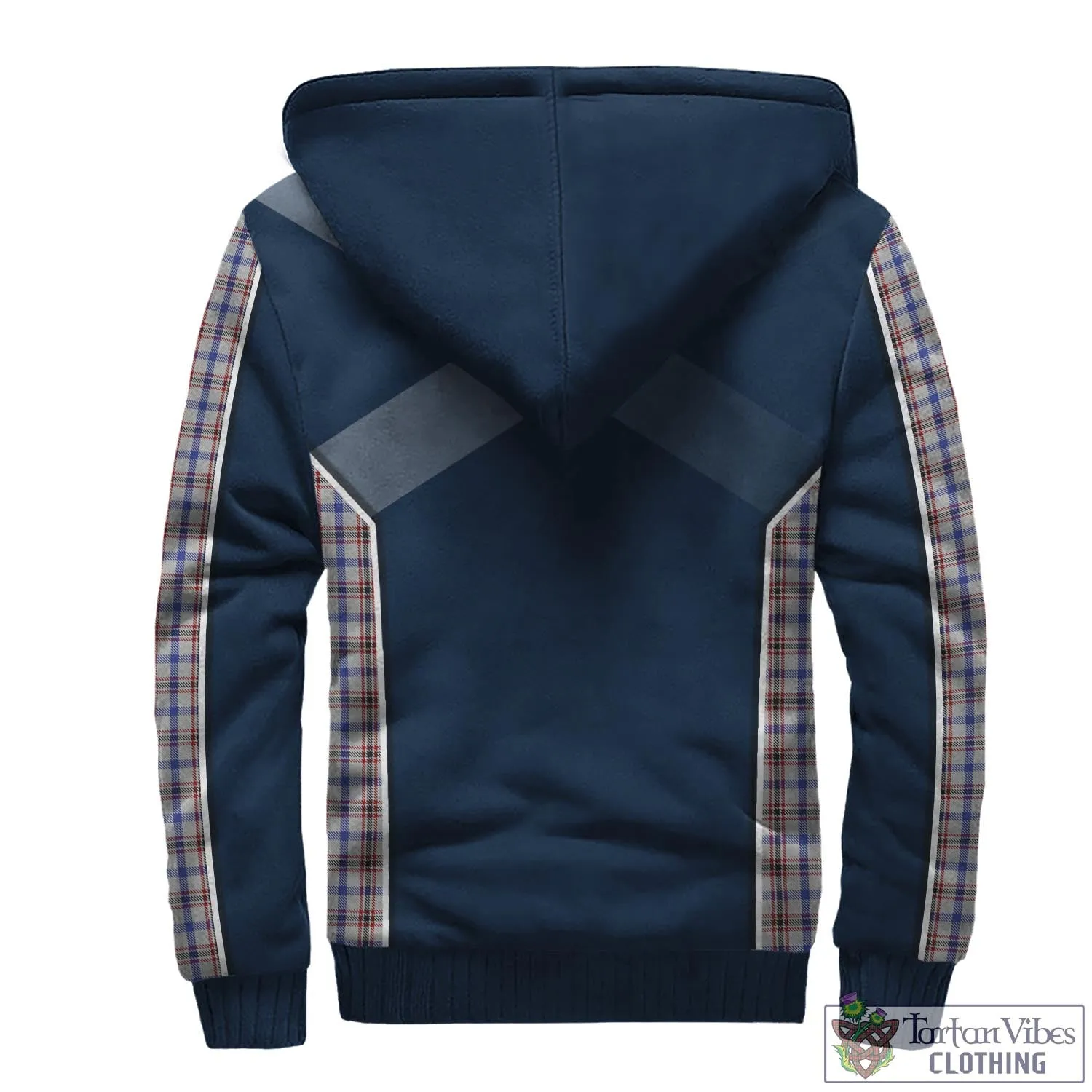 Boswell Tartan Sherpa Hoodie with Family Crest and Lion Rampant Vibes Sport Style