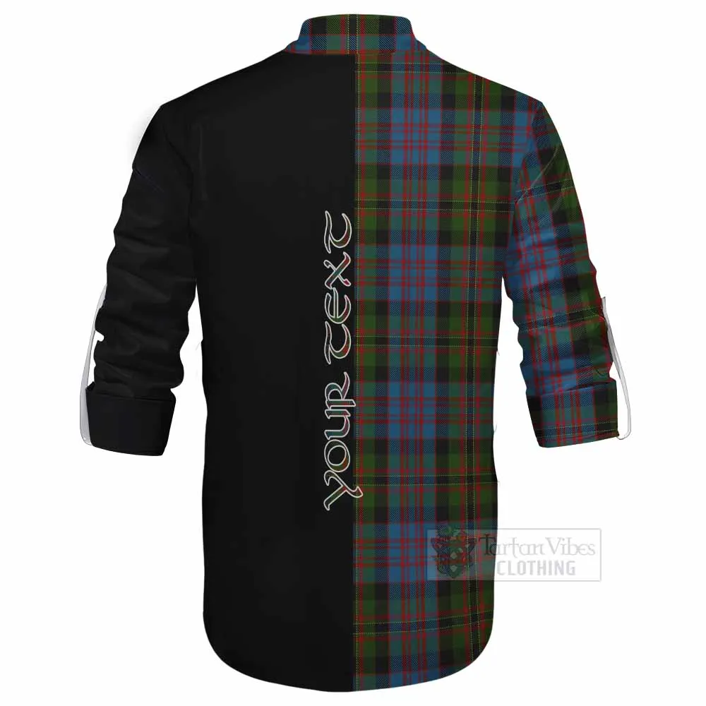 Bowie Tartan Ghillie Kilt Shirt with Family Crest and Half Of Me Style