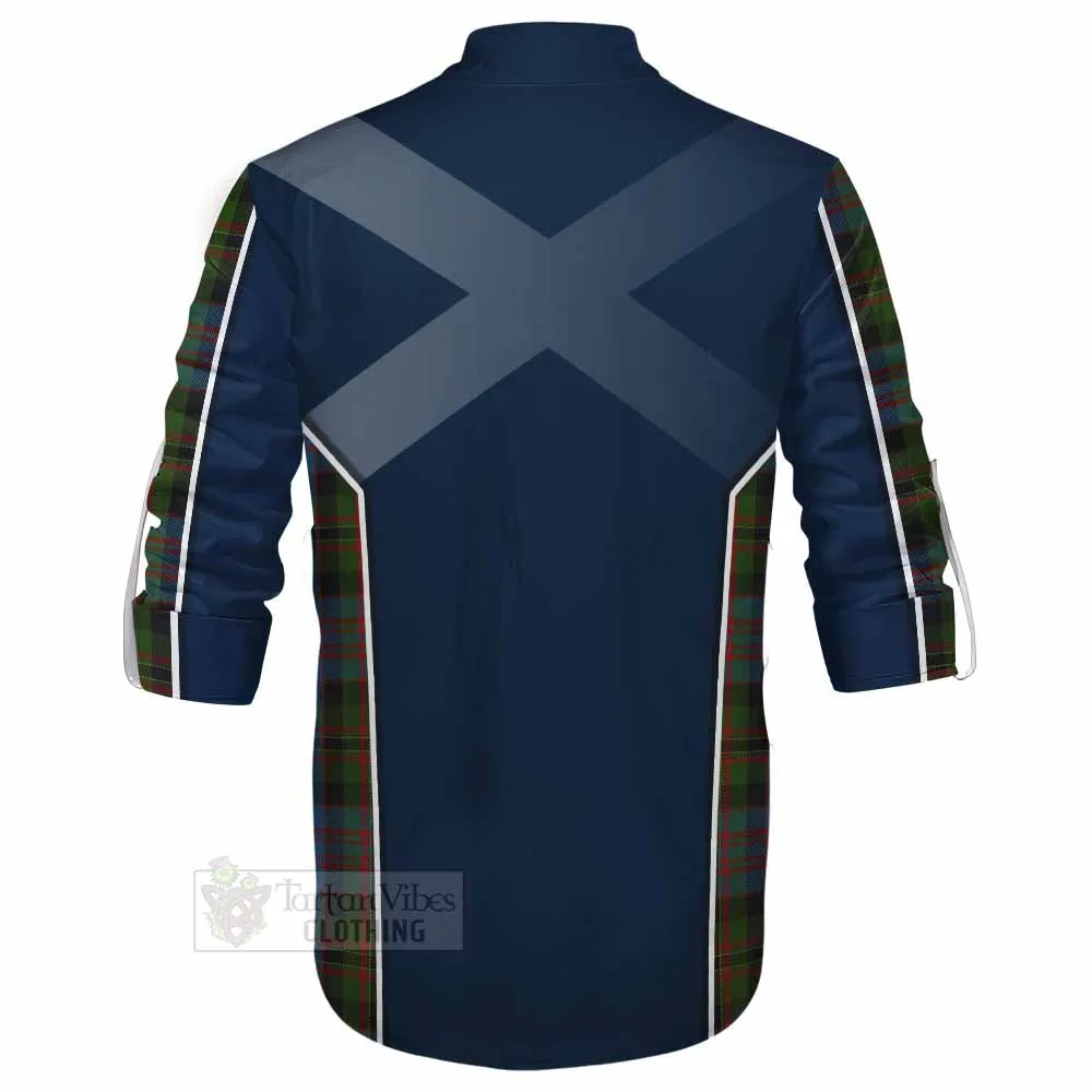 Bowie Tartan Ghillie Kilt Shirt with Family Crest and Lion Rampant Vibes Sport Style