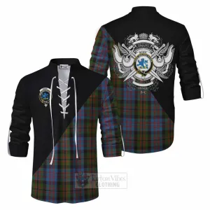 Bowie Tartan Ghillie Kilt Shirt with Family Crest and Military Logo Style