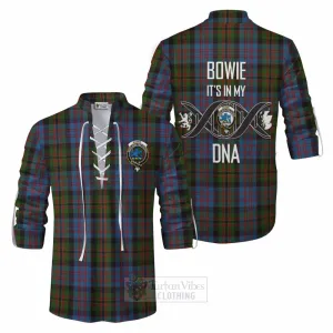 Bowie Tartan Ghillie Kilt Shirt with Family Crest DNA In Me Style