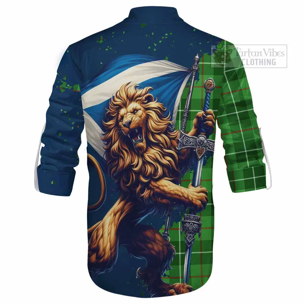 Boyle Tartan Family Crest Ghillie Kilt Shirt with Scottish Majestic Lion