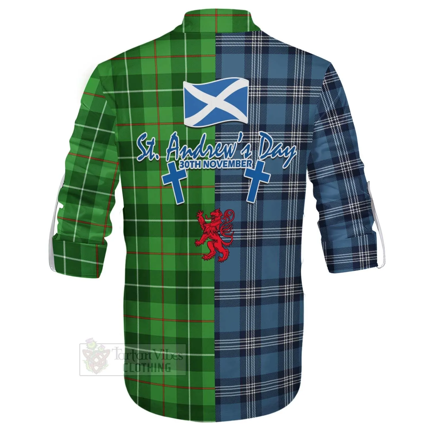 Boyle Tartan Ghillie Kilt Shirt Happy St. Andrew's Day Half Tartan Style