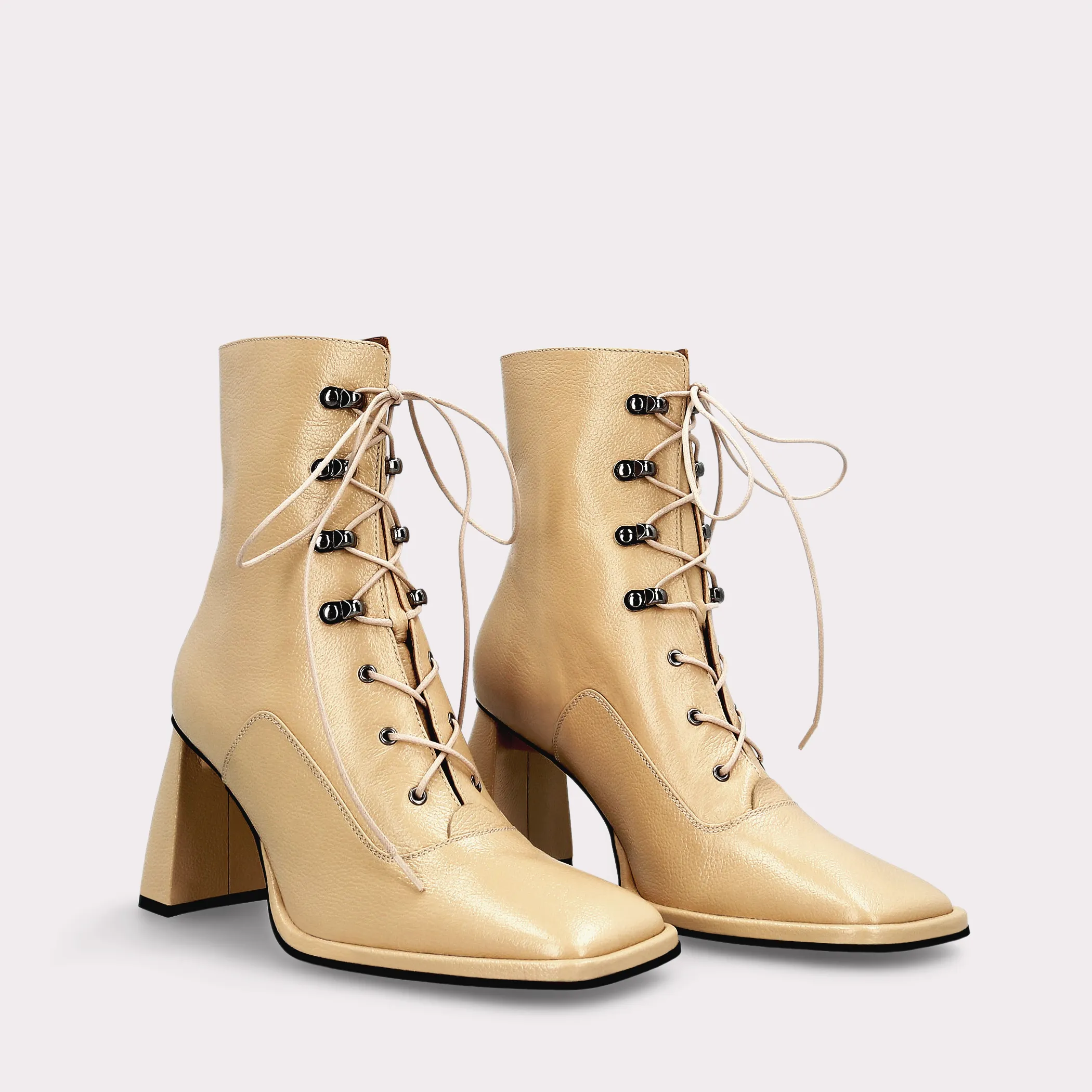 BRENTA 02 YELLOW GRAIN LEATHER ANKLE BOOTS