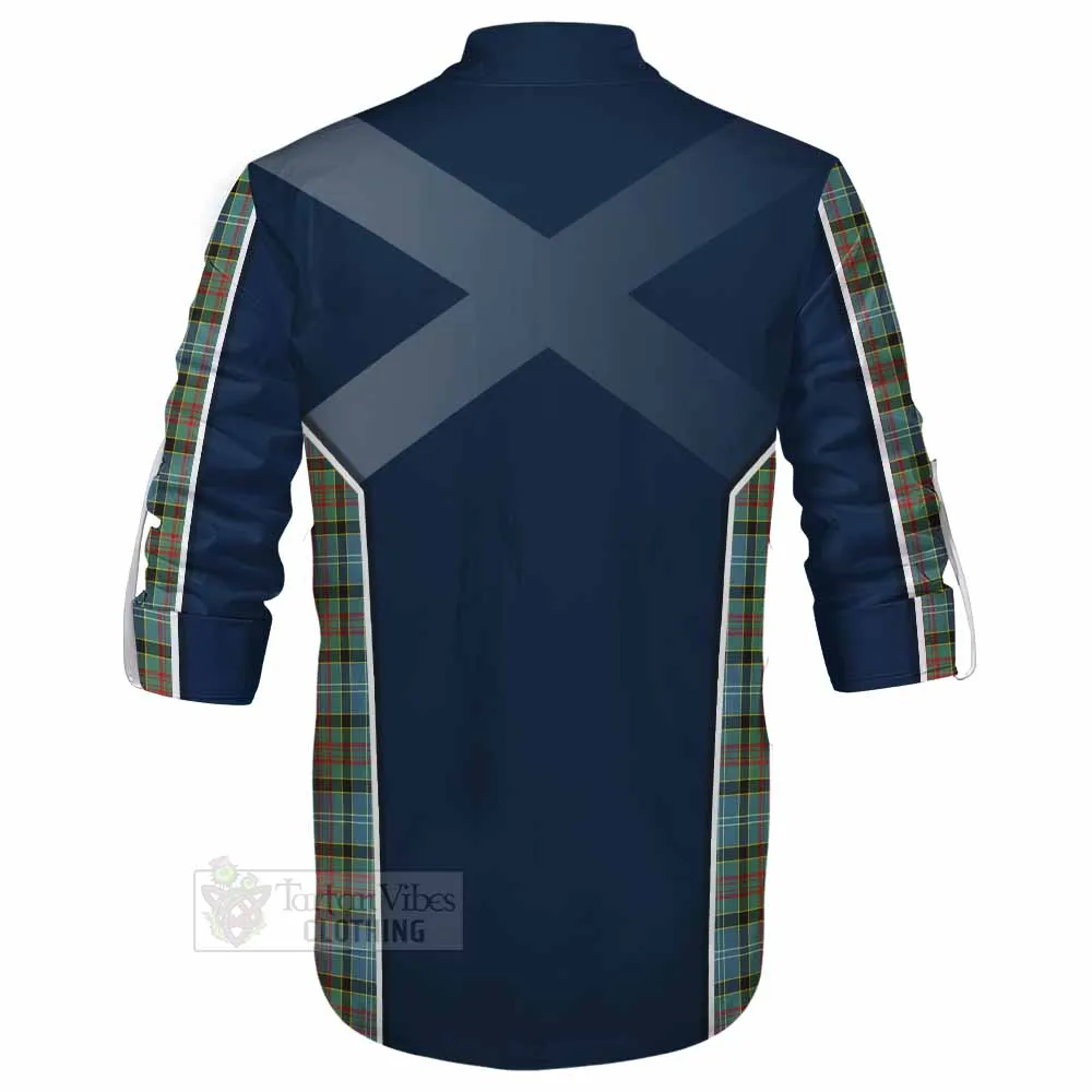 Brisbane Tartan Ghillie Kilt Shirt with Family Crest and Lion Rampant Vibes Sport Style