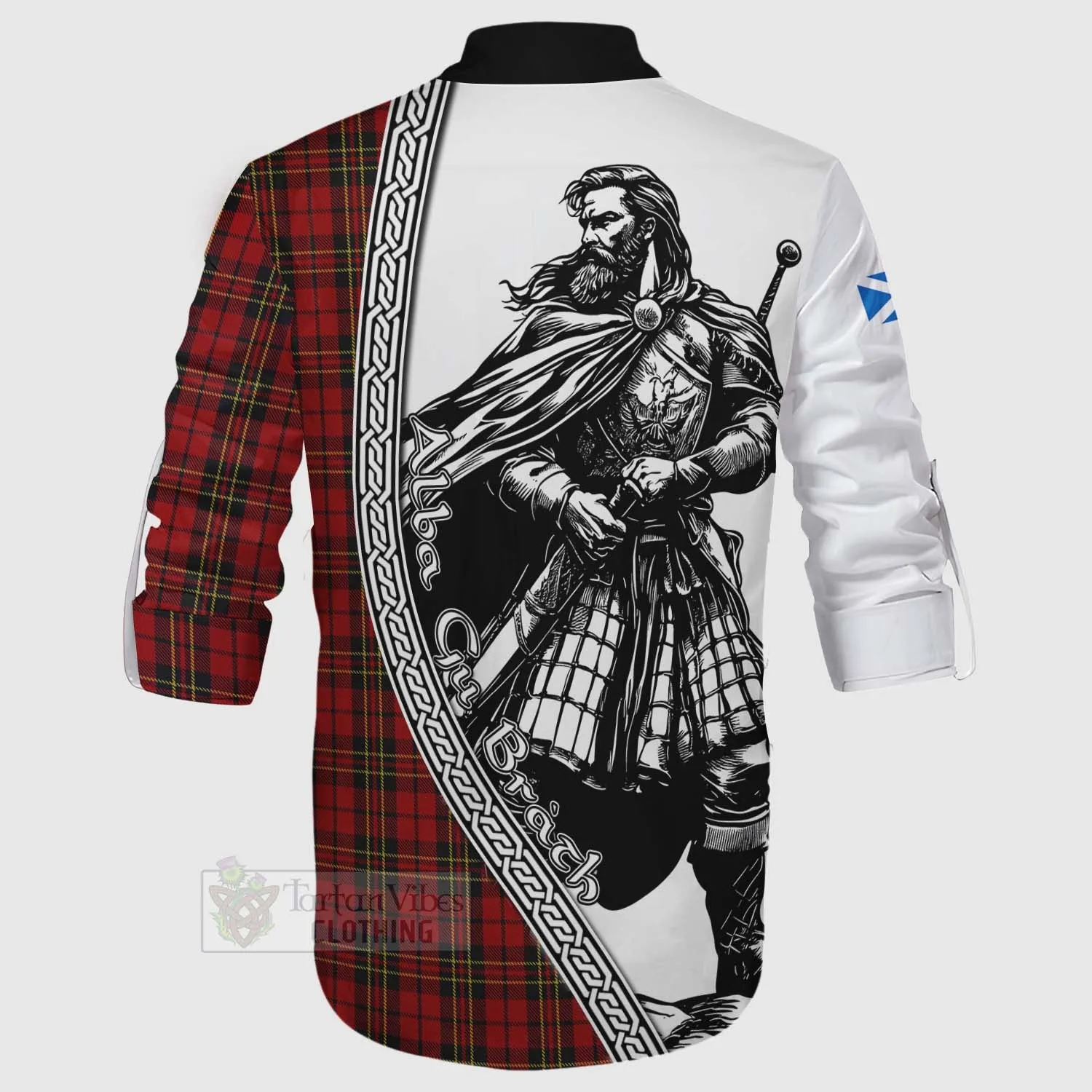 Brodie Tartan Clan Crest Ghillie Kilt Shirt with Highlander Warrior Celtic Style